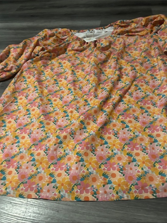 Dresses & Skirts - Floral Pink & Yellow Puff-Sleeve Top